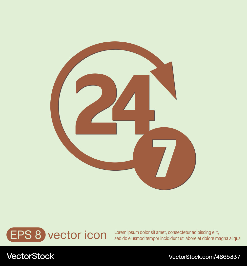 Character 24 7 open hours a day and days Vector Image