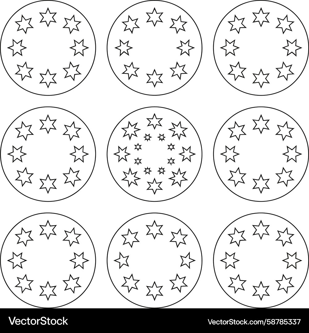 Collection of circular frames with star patterns Vector Image
