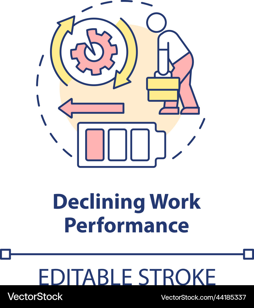 Declining work performance concept icon Vector Image