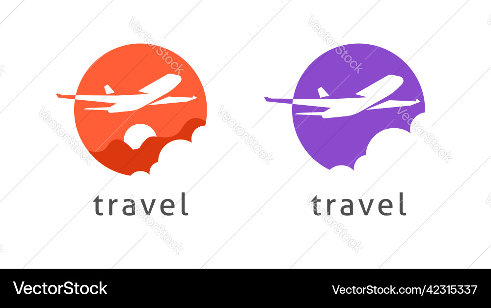 Logo travel by plane airline or flight Logo travel by plane airline or flight vector image