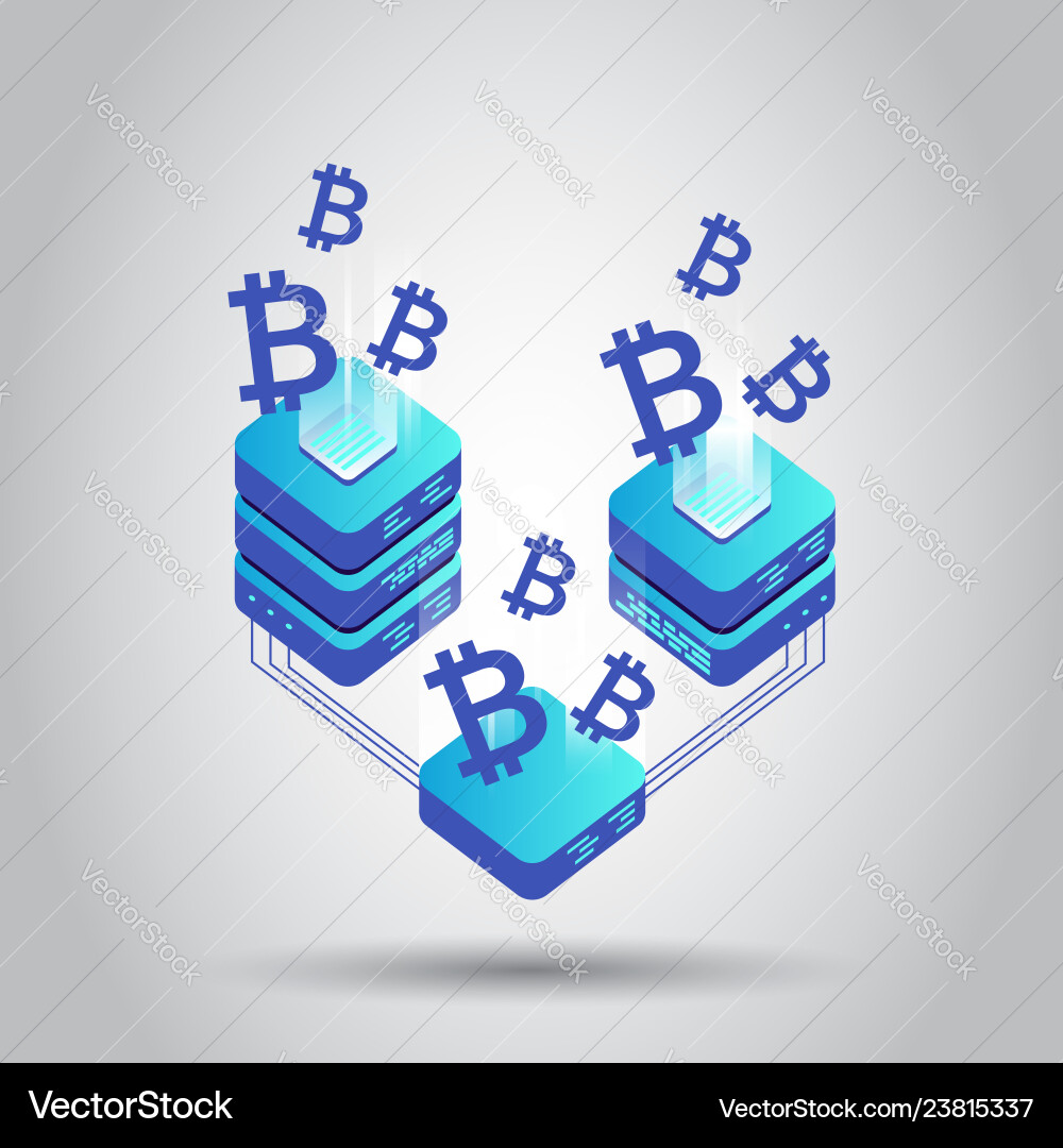 Mining bitcoin server icon in isometric style Mining bitcoin server icon in isometric style Vector Image