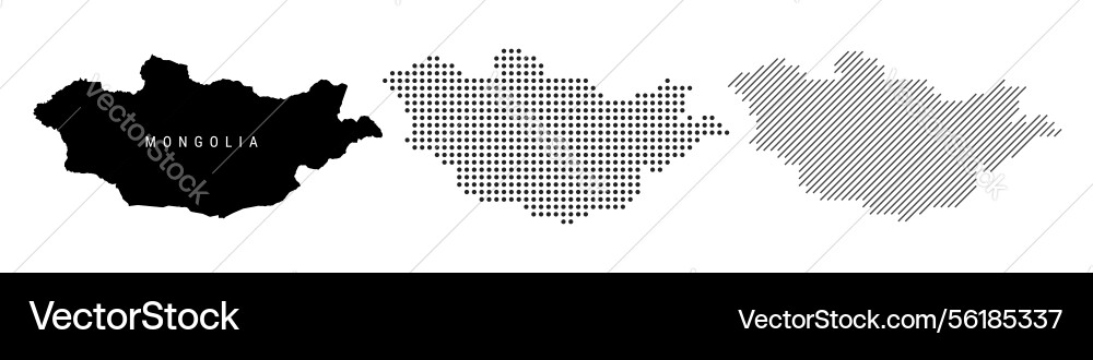 Mongolia silhouette map and two patterns of dots Vector Image