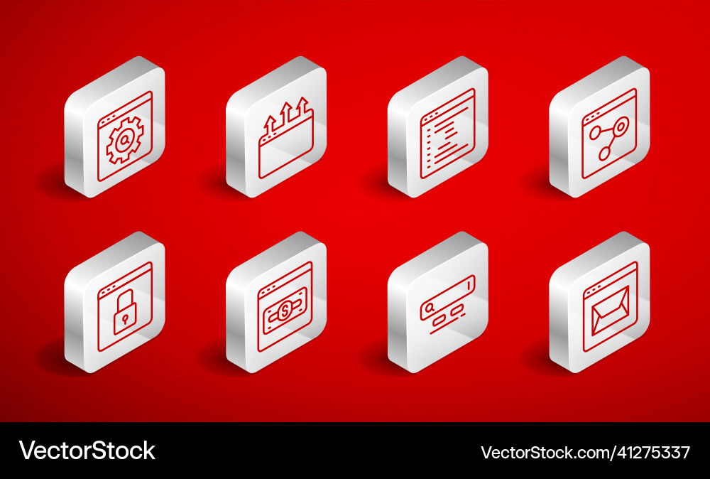 Set line website and mail browser window search Vector Image