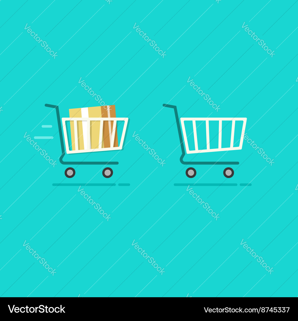 Shopping cart full and empty icons Royalty Free Vector Image