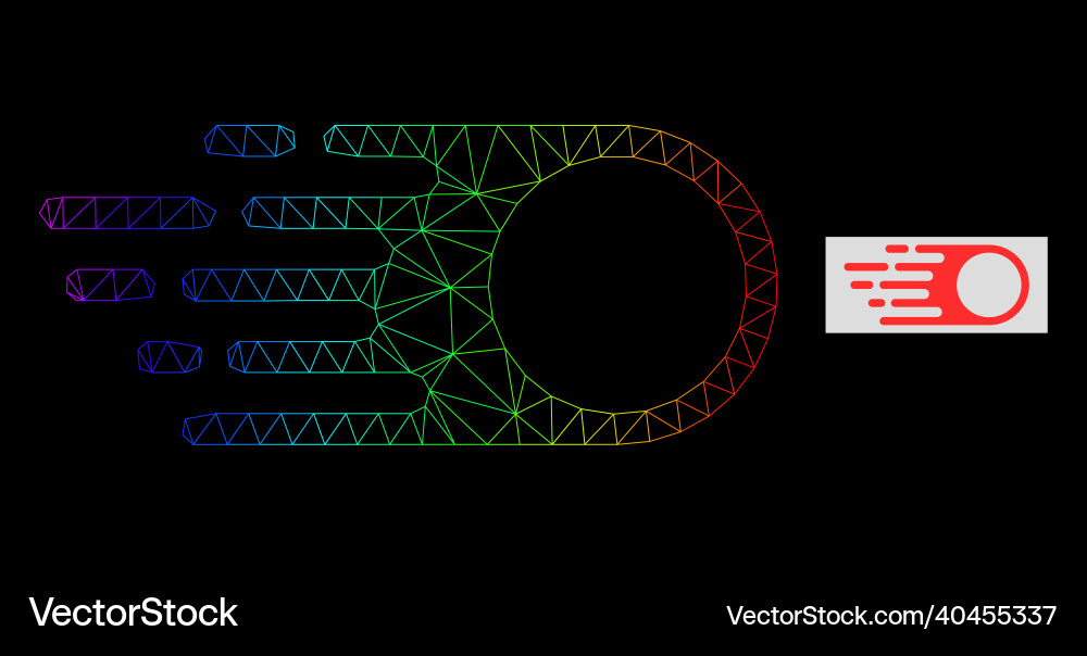 Spectrum gradiented polygonal net photon flight Vector Image