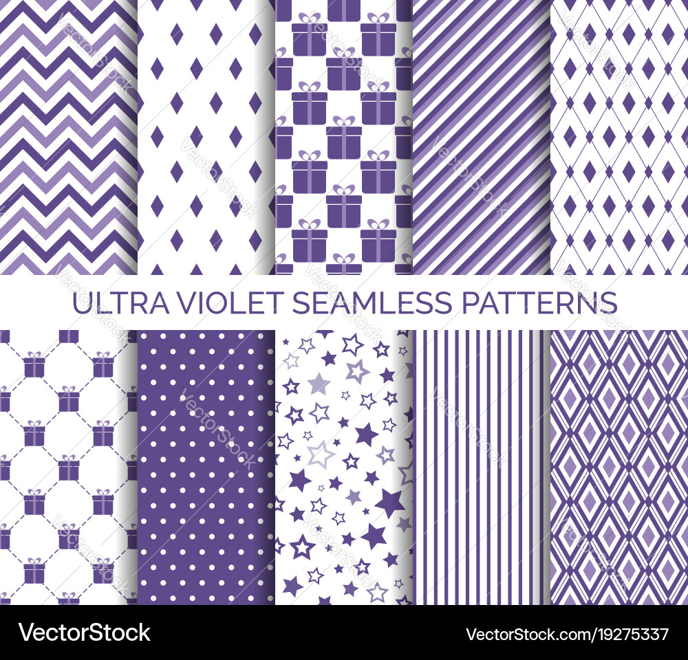 Ultra violet color seamless patterns vector image