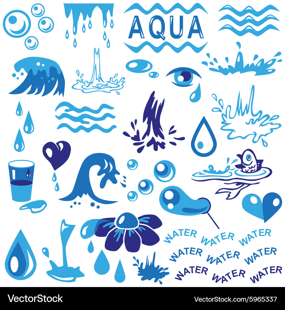 Water Splash Icons Vector Image
