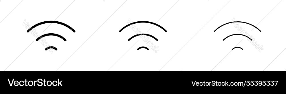 Wifi icons in three different stroke lines Wifi icons in three different stroke lines vector image