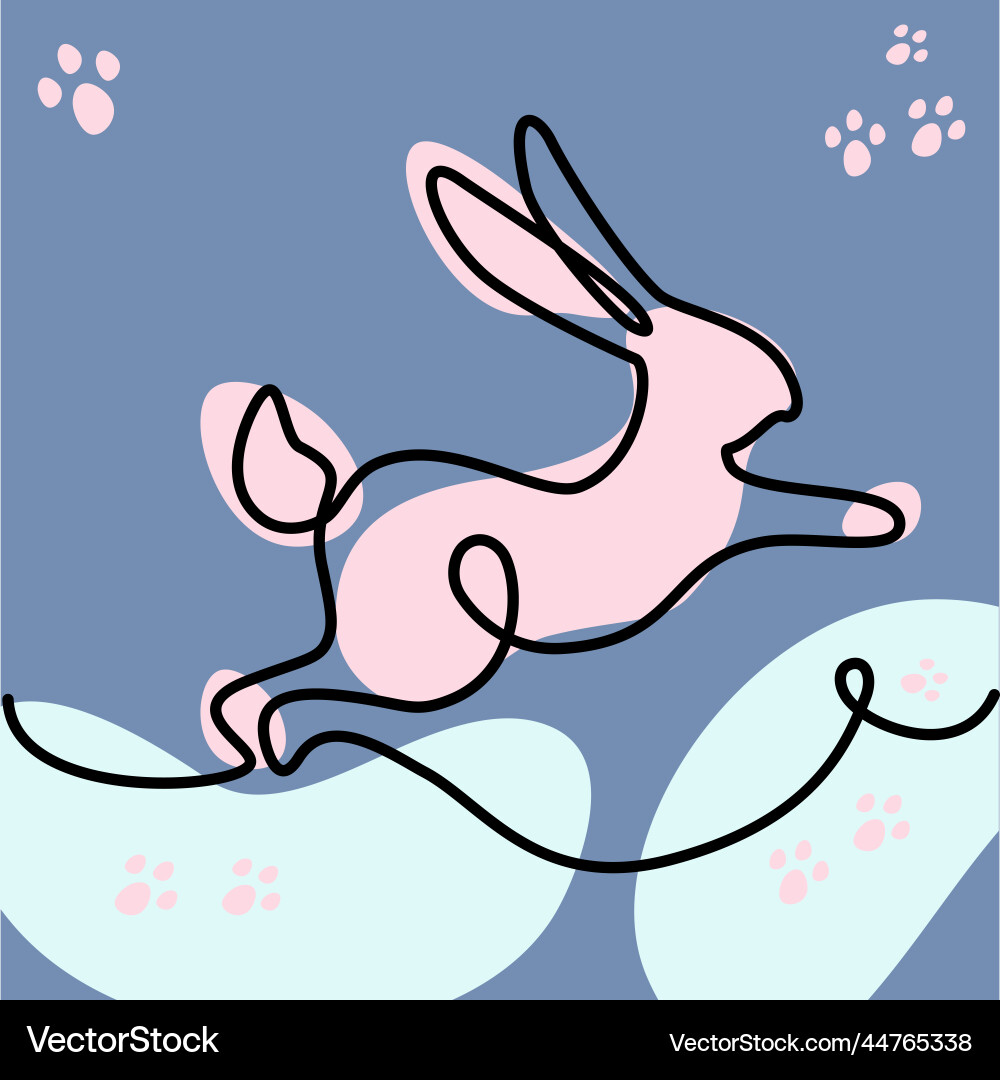 A stylized image of jumping rabbit with one A stylized image of jumping rabbit with one Vector Image