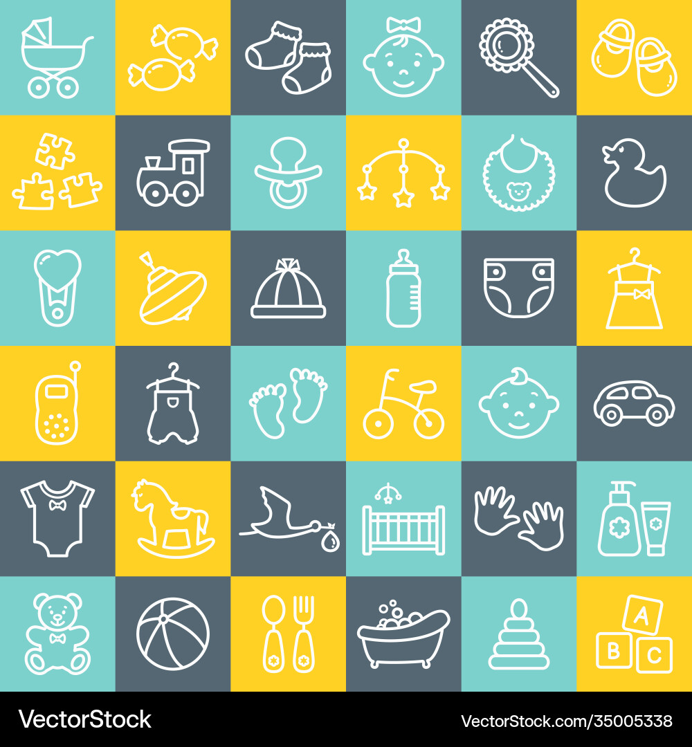 Baoutline icons over colorful square buttons Baoutline icons over colorful square buttons vector image