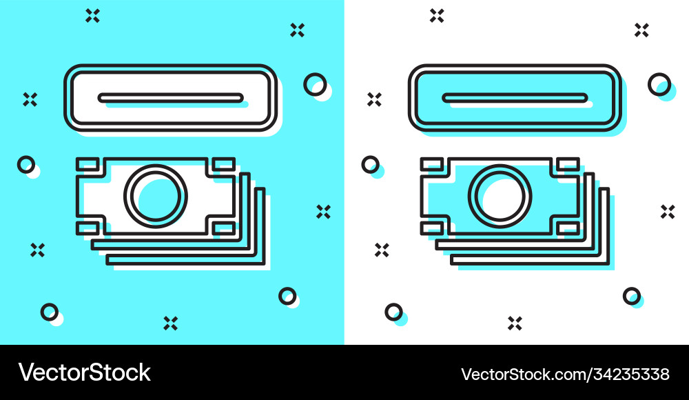 Black line atm - automated teller machine Black line atm - automated teller machine vector image
