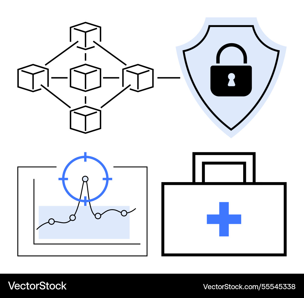 Blockchain network data security analytics Blockchain network data security analytics vector image