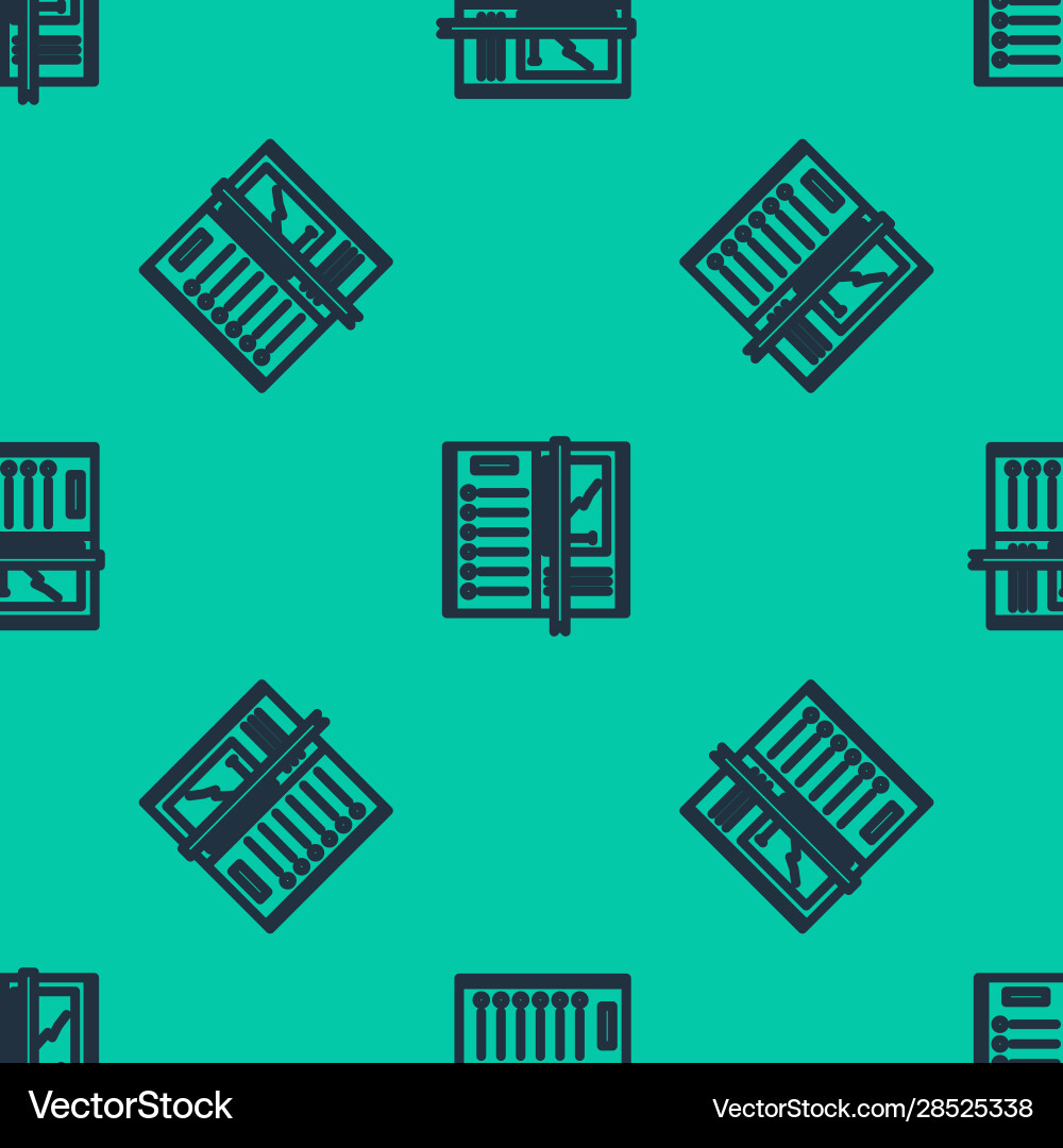 Blue line notebook icon isolated seamless pattern vector image