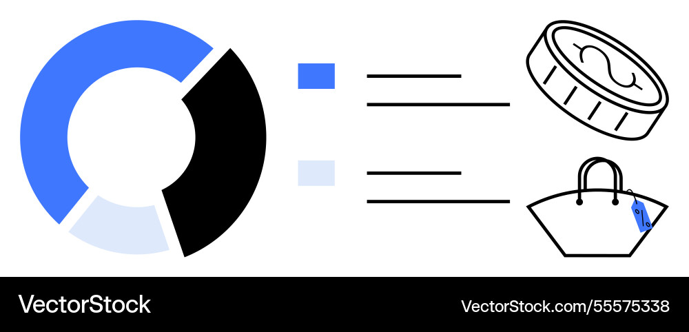 Business data breakdown with pie chart coin Vector Image