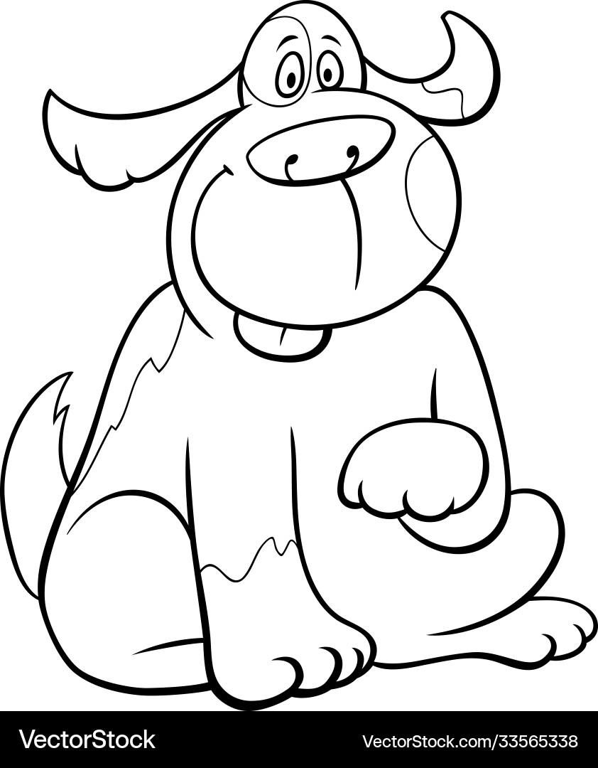 Cute Sitting Spotted Dog Coloring Page Vector Image