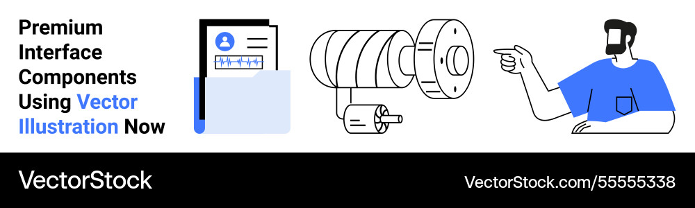 Engineer presenting machine component blueprint Engineer presenting machine component blueprint vector image