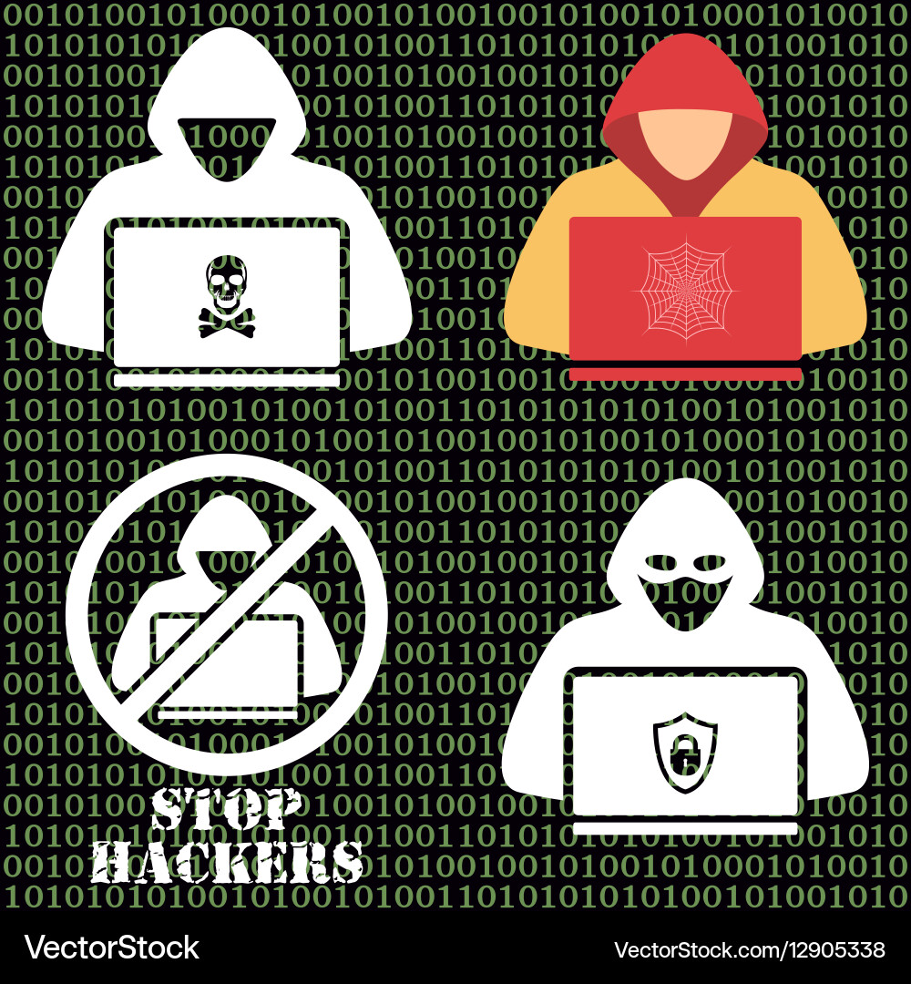 Hacker iconshacker with laptop hacking vector image