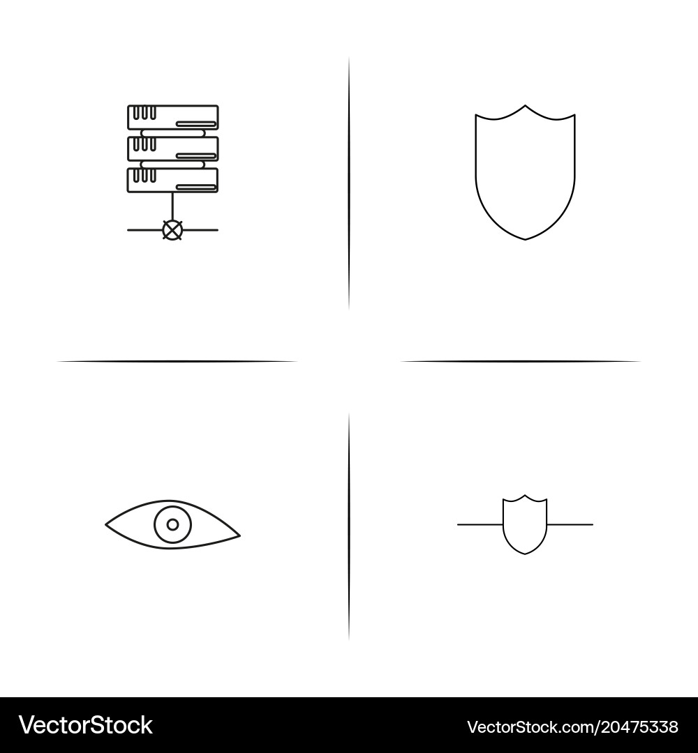 Internet security simple linear icons set Vector Image