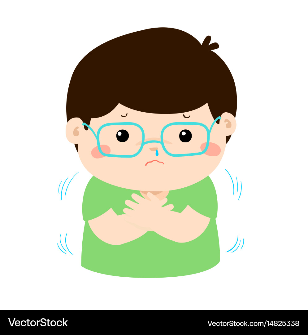 Little boy with a cold shivering cartoon – Royalty-Free Vector | VectorStock, image size:995x1080