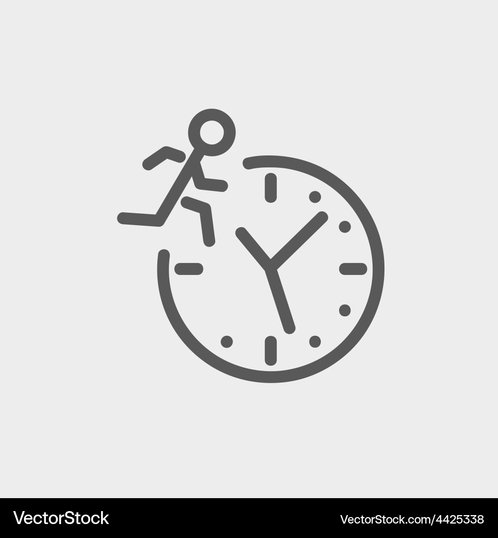 Man running on time thin line icon Vector Image
