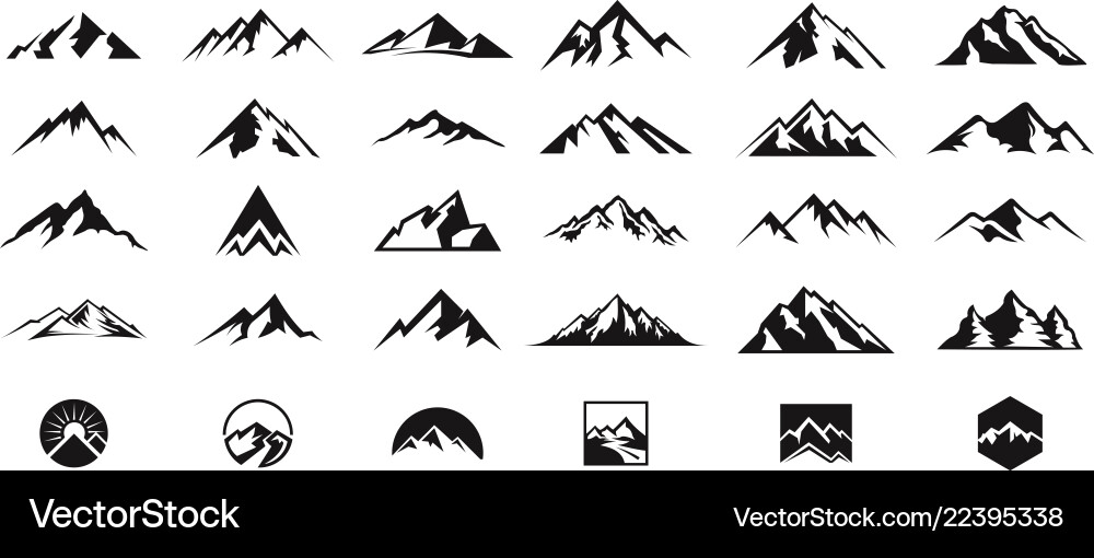 Mountain Peaks Collection Vector Image