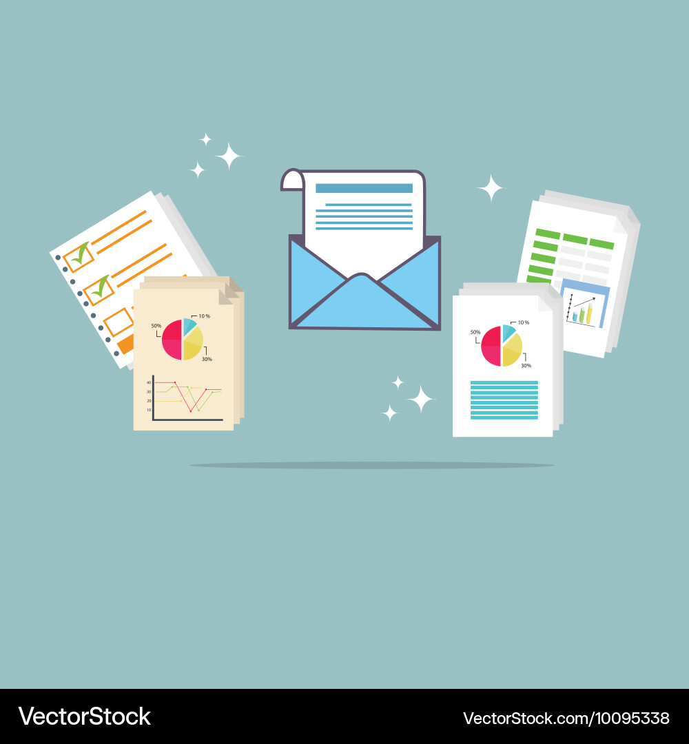 Send email newsletter data chart vector image