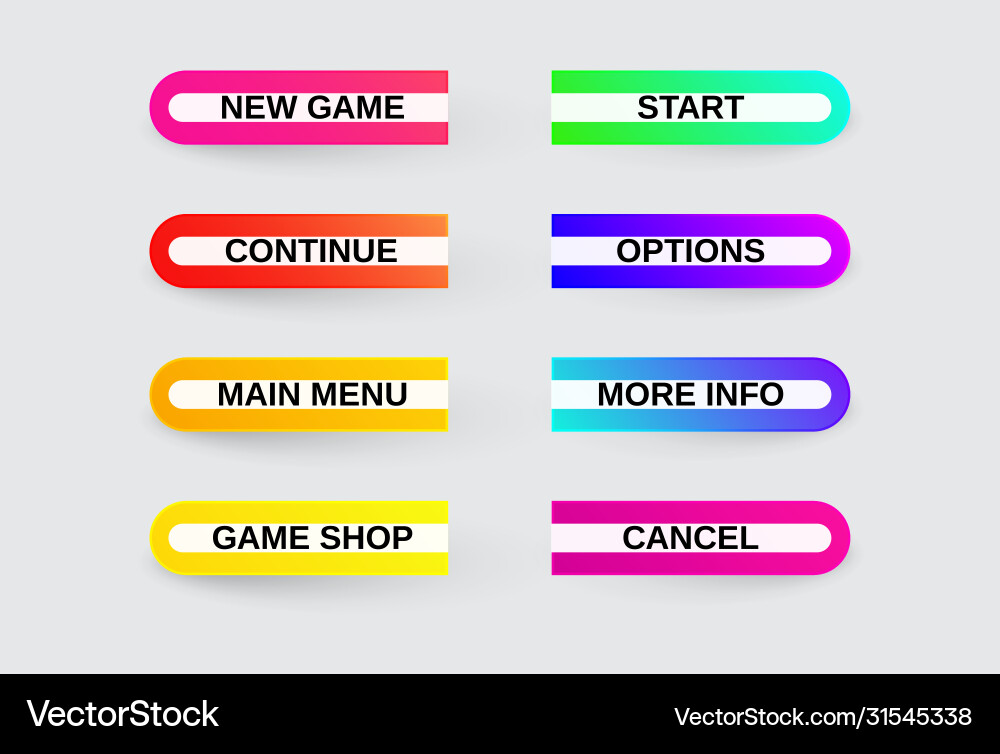 Set modern gradient app website page or game Set modern gradient app website page or game vector image