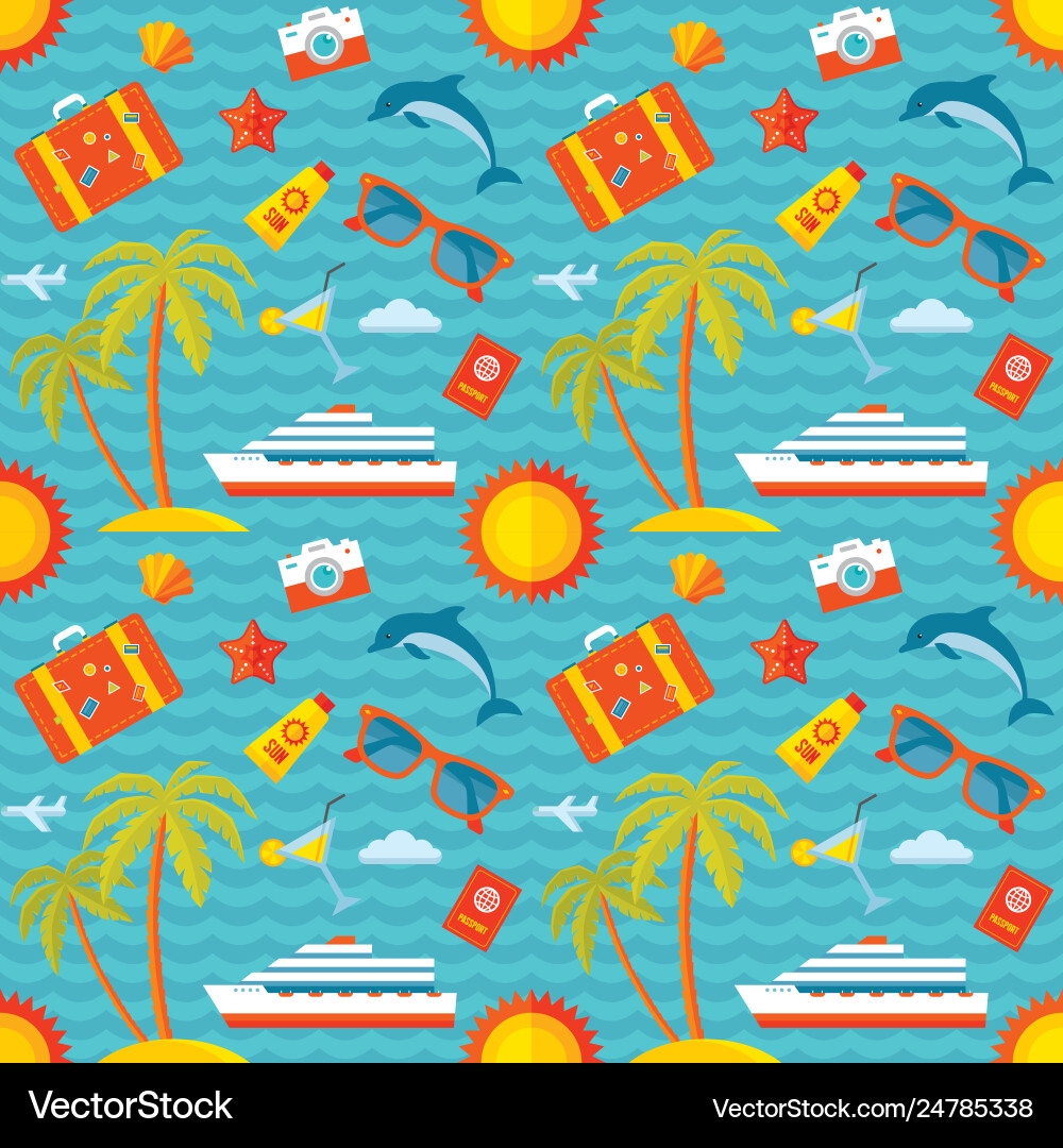 Summer vacation background seamless pattern Vector Image