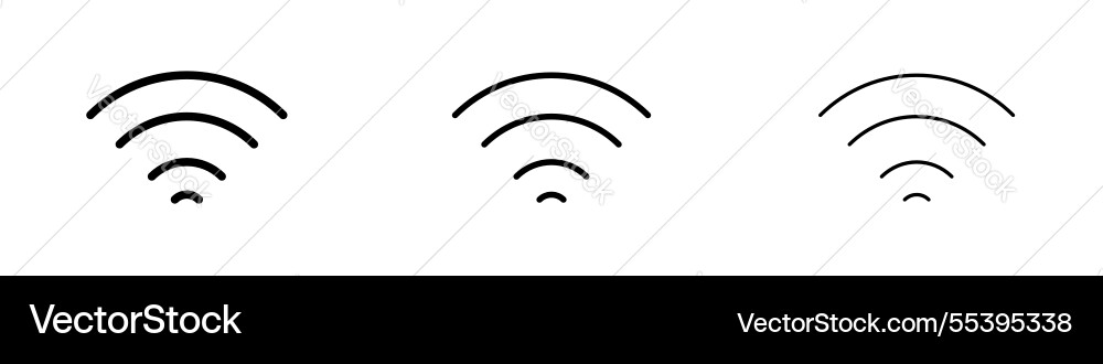 Wifi icons in three different stroke lines Wifi icons in three different stroke lines vector image