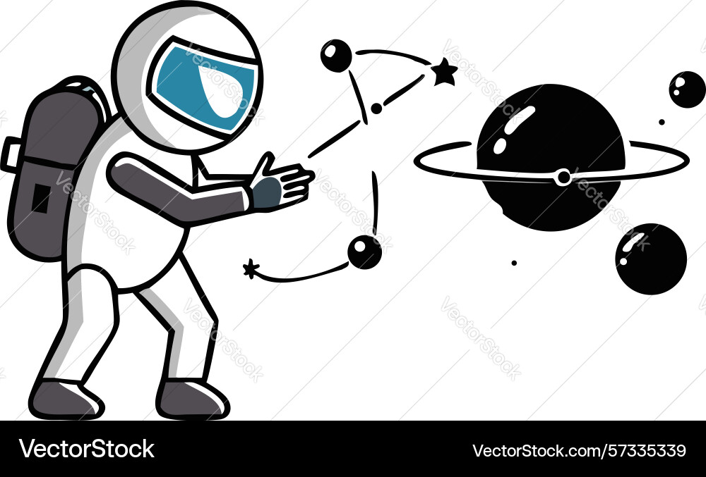 Astronaut exploring space with music notes icon Vector Image