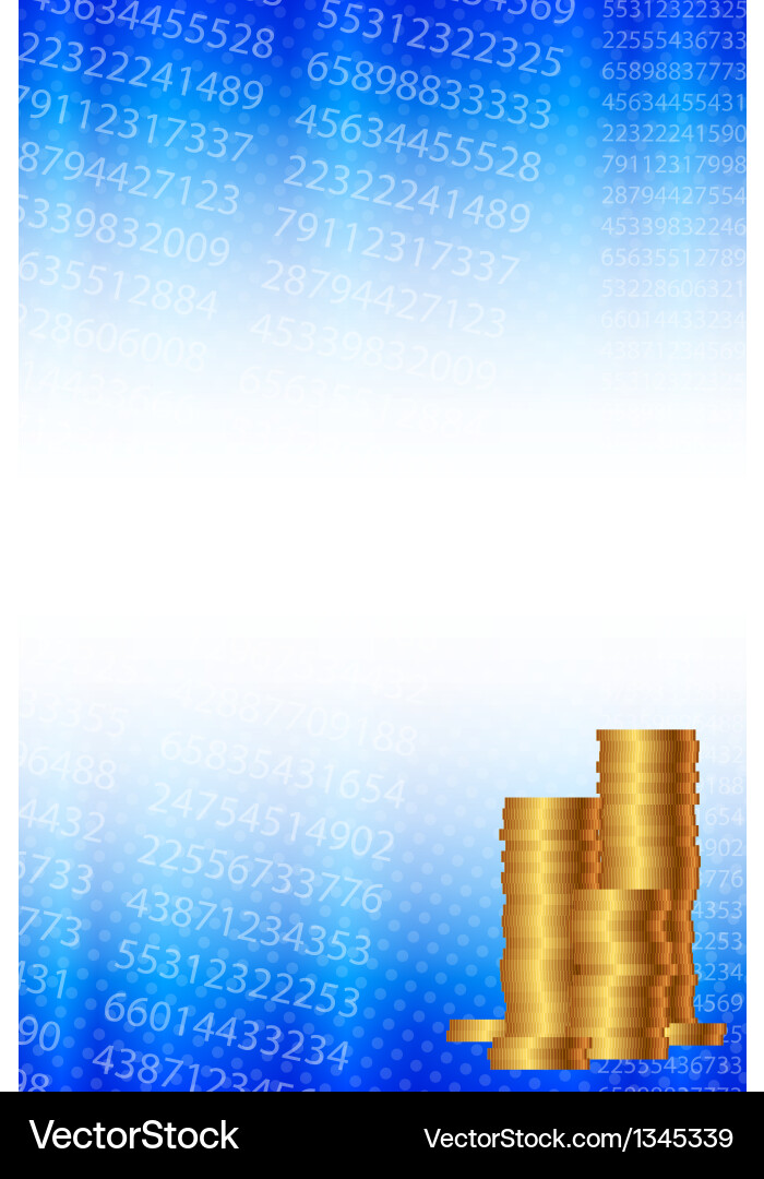 Background with statistical data and gold coins vector image
