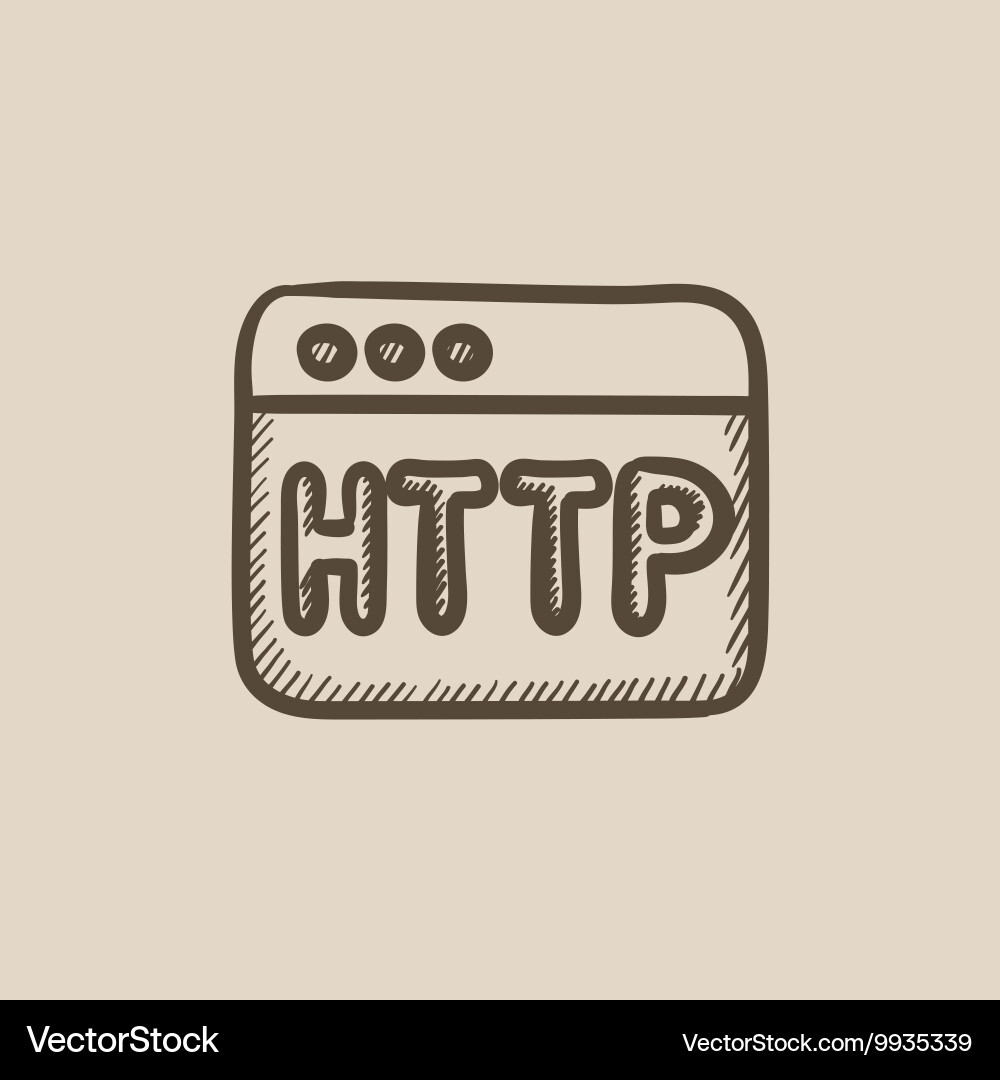 Browser window with http text sketch icon Vector Image
