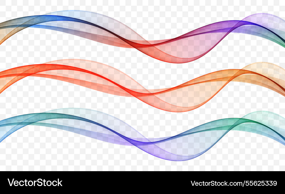 Collection of waves bright translucent colored vector image