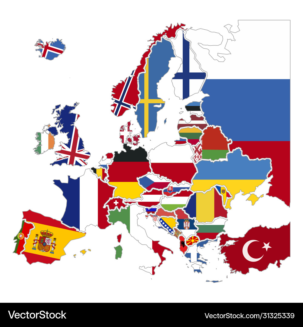 Detailed silhouettes europe countries Detailed silhouettes europe countries vector image