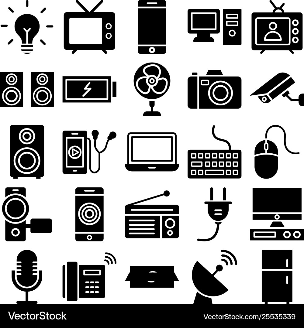 Electronics and devices isolated icons set Vector Image