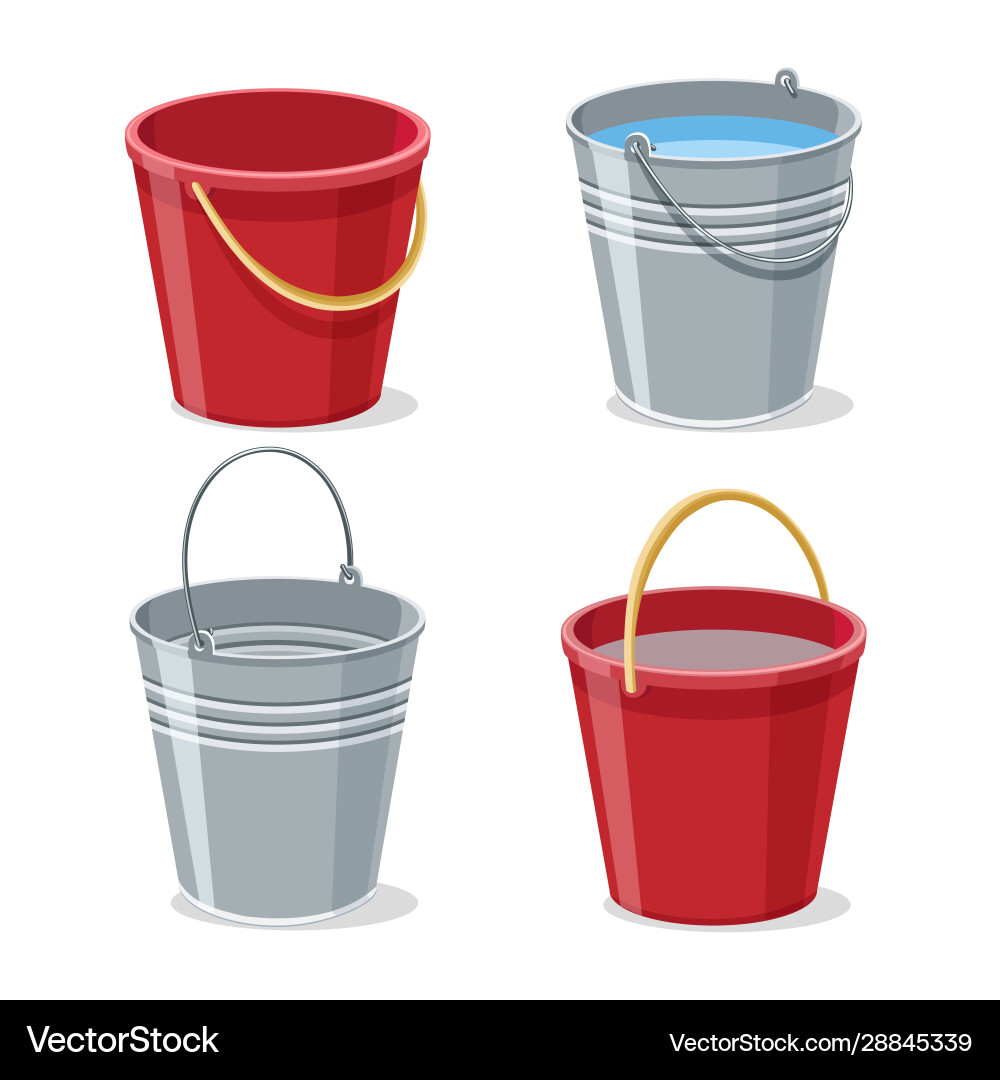 Full and empty gardening buckets vector image