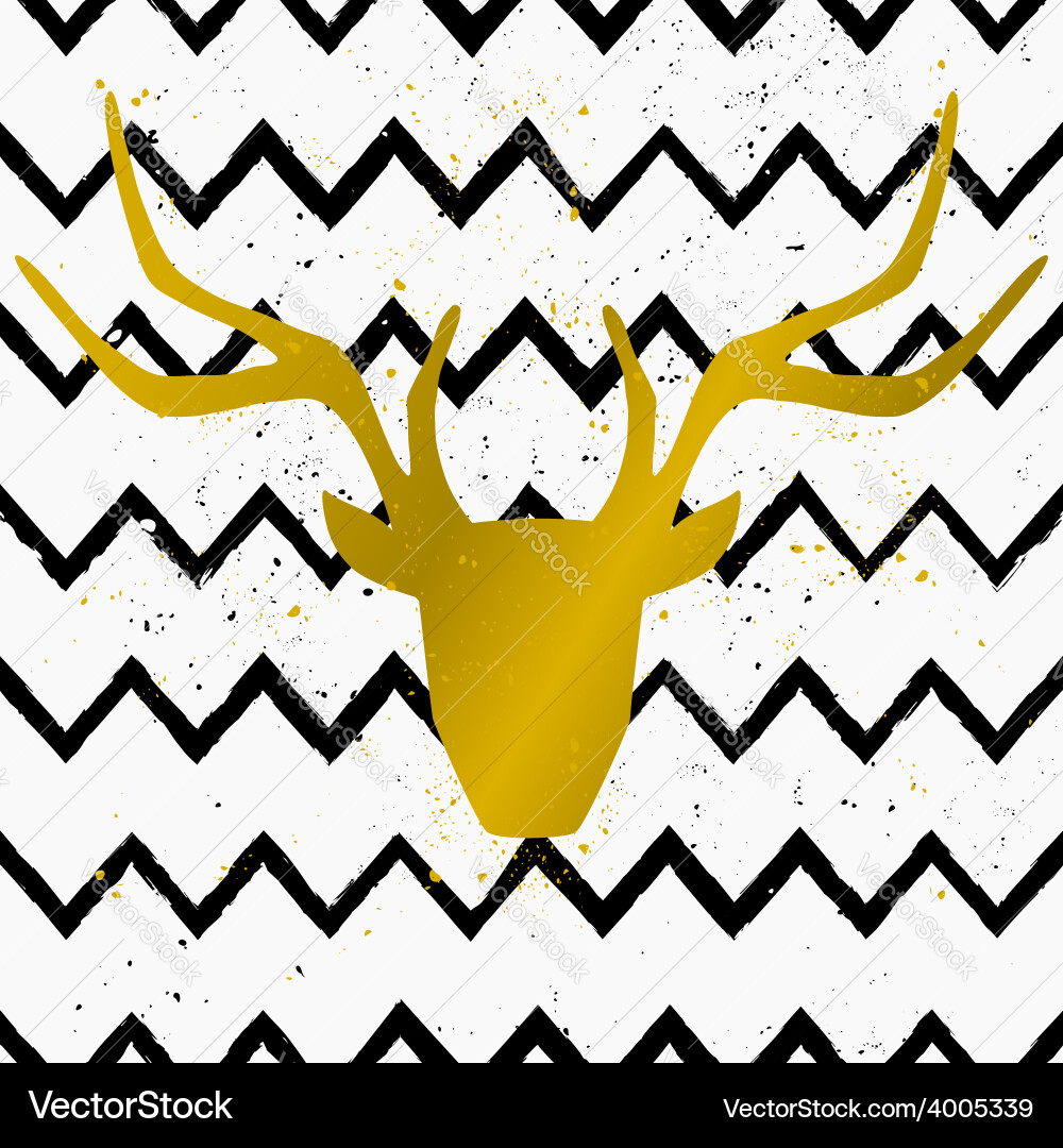 Golden Deer Chevron Pattern Royalty Free Vector Image