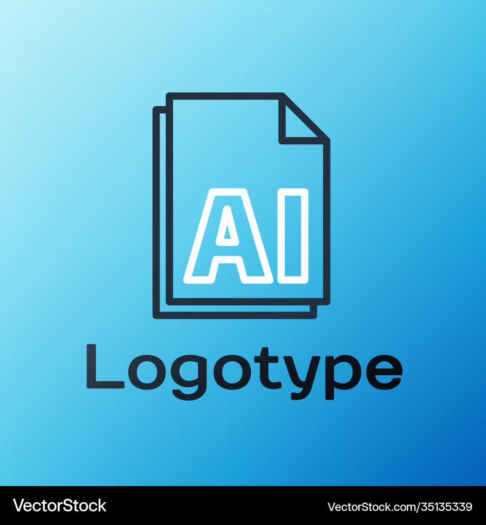 Line ai file document download button icon Vector Image