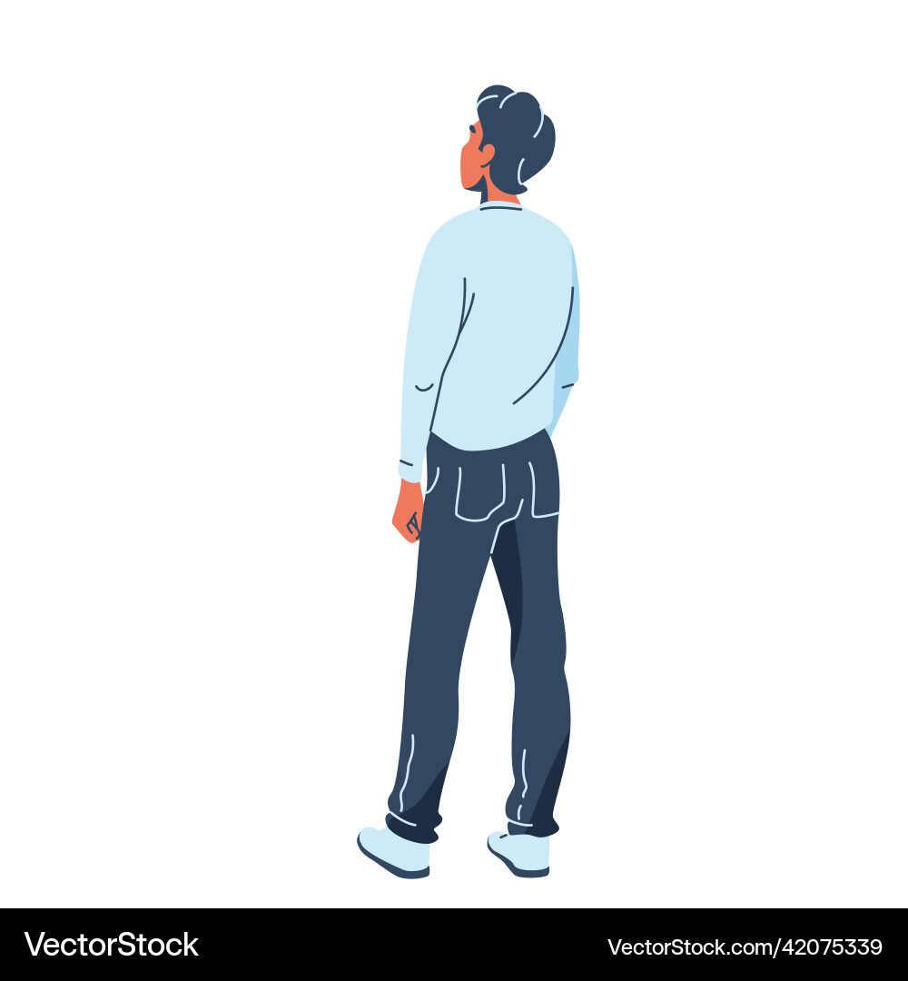 Man standing back view in simple modern flat Vector Image