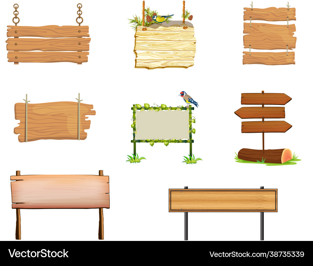Wooden Street Signs Collection Vector Image