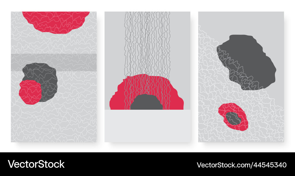 Abstract red grey shape and hand drawn scribbles Vector Image