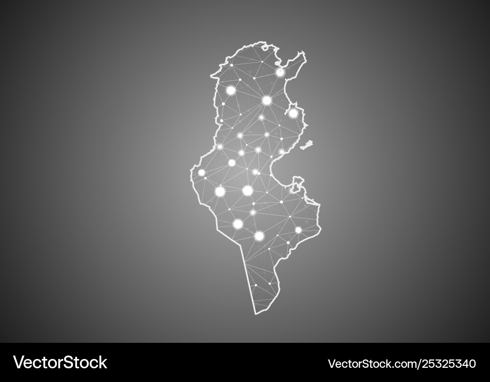 Abstract Tunisia Map - Network Mesh vector image