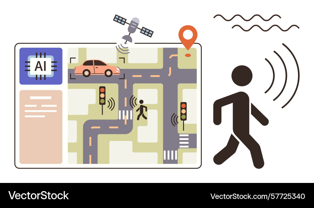 Ai-powered smart traffic system with autonomous Ai-powered smart traffic system with autonomous vector image