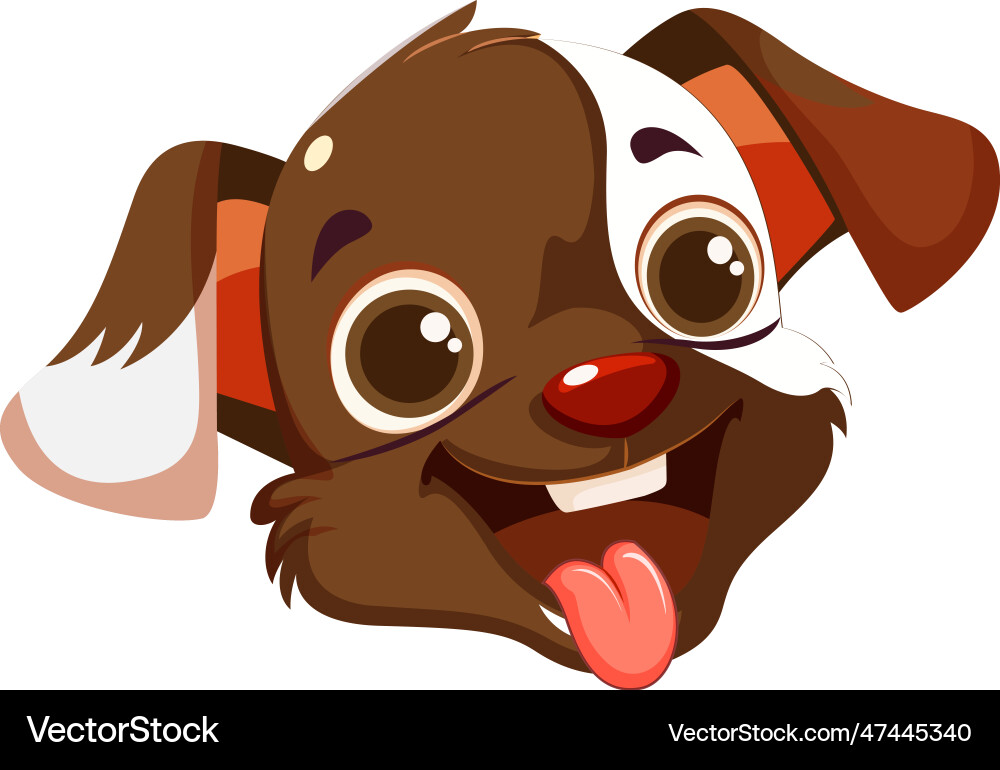 Cheerful cute dog face on white background vector image