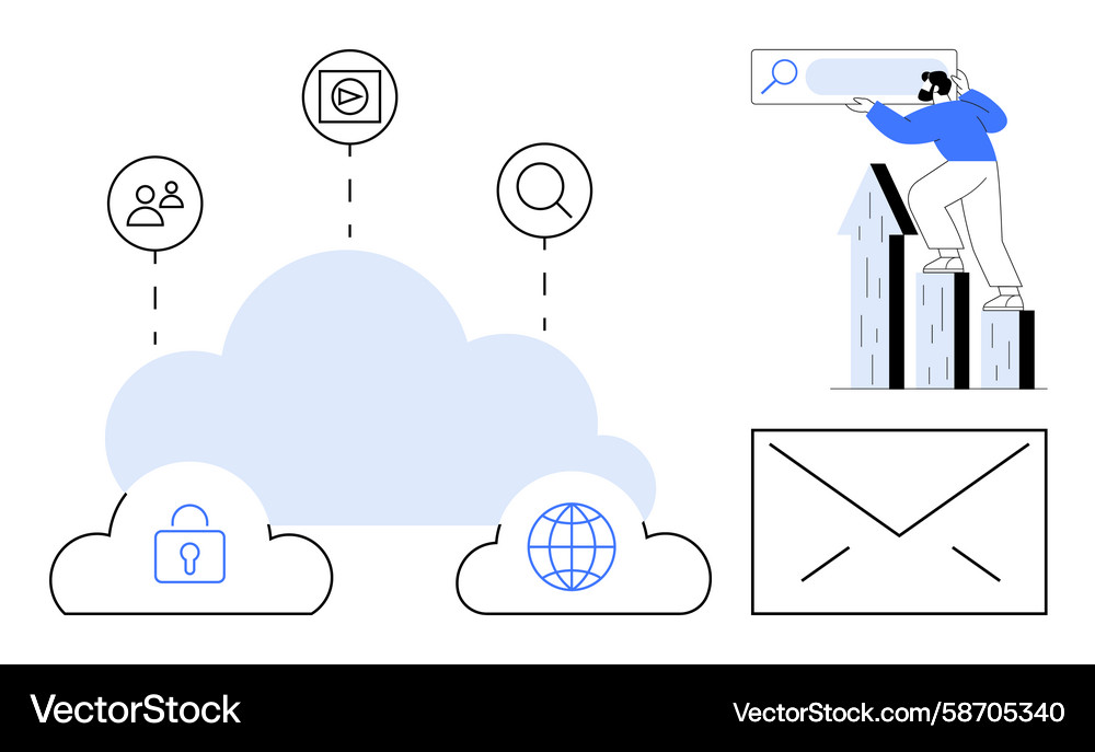 Cloud Security & Networking Vector Image