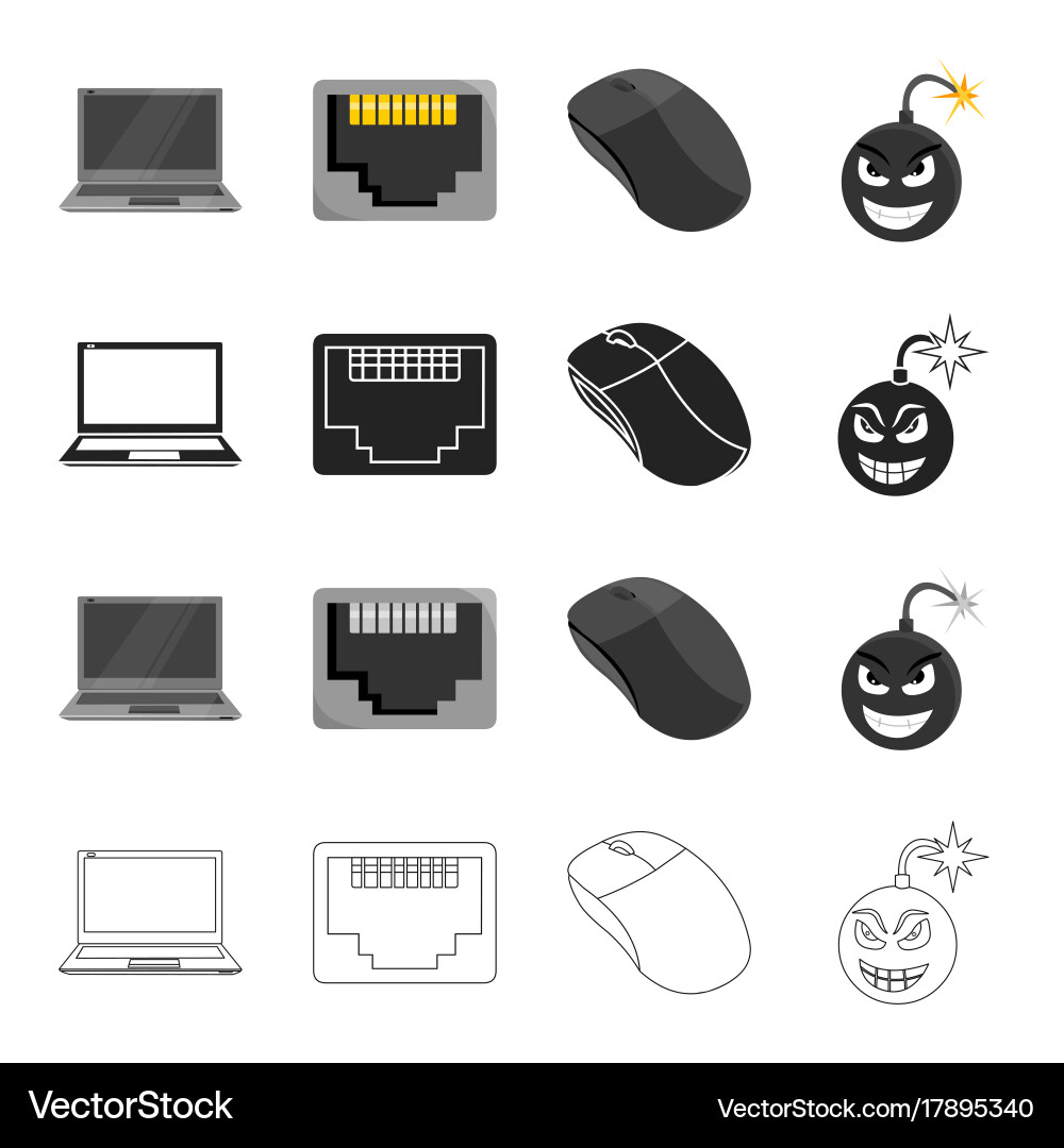 Computer system office and other web icon Vector Image