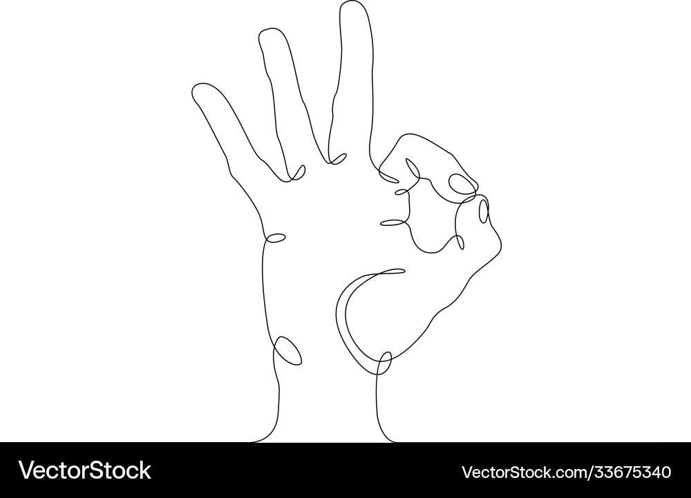 Continuous line drawing hand showing ok gesture Vector Image