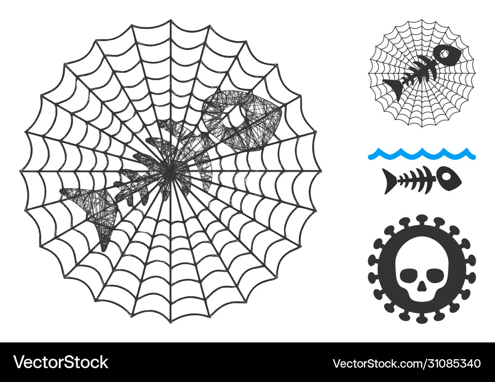 Dead fish net polygonal web mesh vector image
