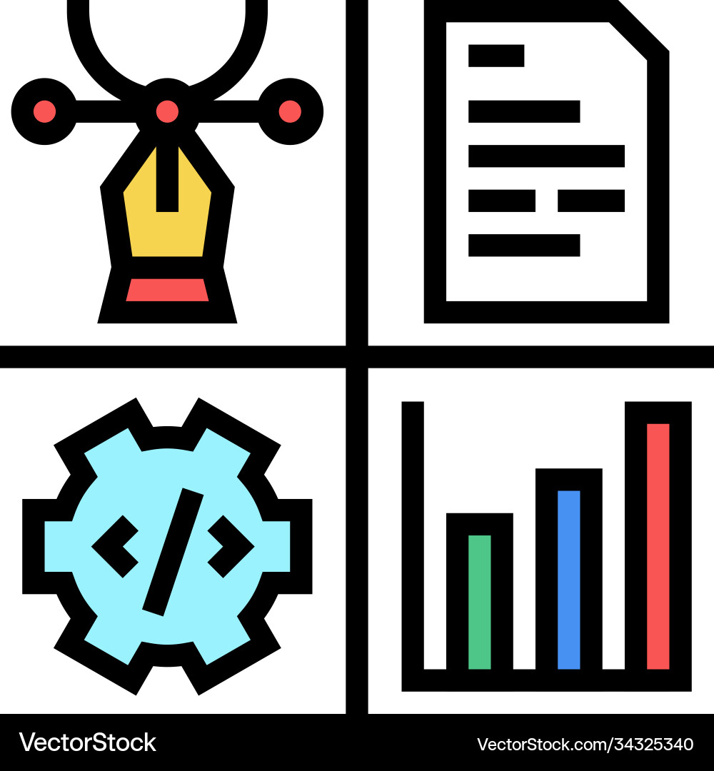 Design programming content manager and analytics vector image