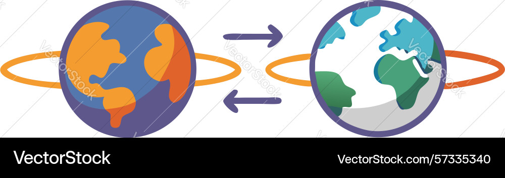 Global connection icon two earths exchanging data vector image